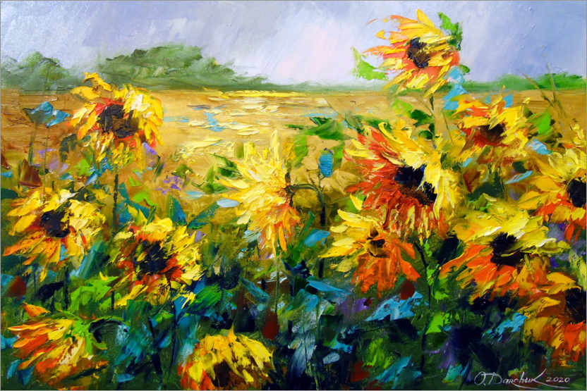 Juliste Wind and sunflowers