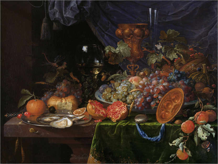 Juliste Still life with fruit and oysters
