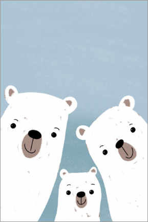 Akryylilasitaulu  Polar bears family - Julia Reyelt