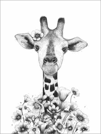 Juliste Giraffe with flowers