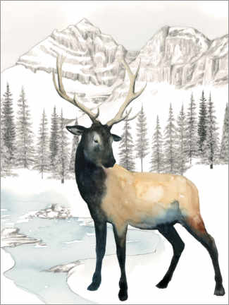 Juliste Deer in winter landscape