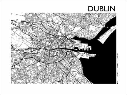 Juliste Dublin city map