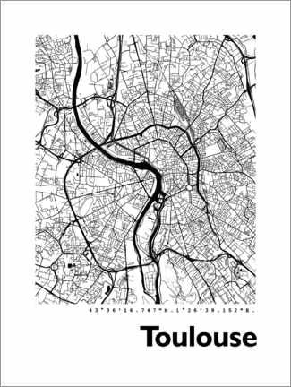 Juliste Map of Toulouse
