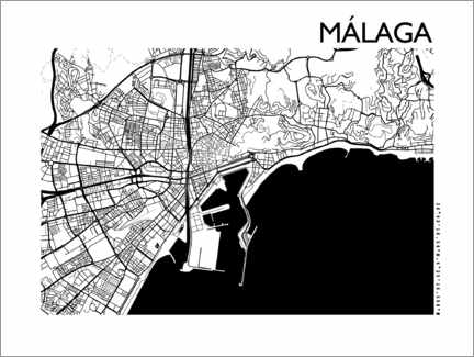 Juliste Map of malaga