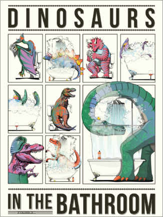 Canvas-taulu  Dinosaurs int he bathroom - Wyatt9
