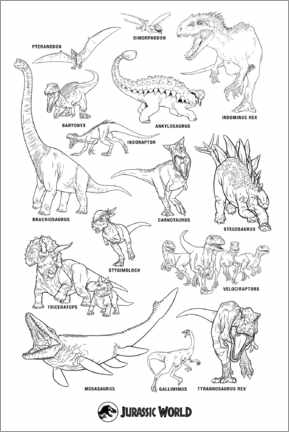 Väritysjuliste  Jurassic World - dinosaurs