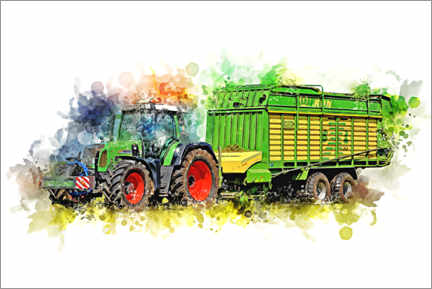 Alumiinitaulu  Tractor with harvest wagon - Peter Roder