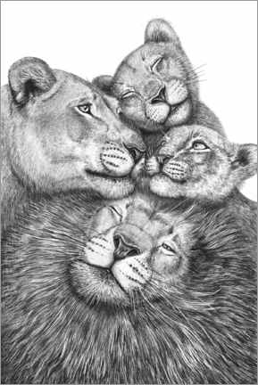 Akryylilasitaulu  Family of lions - Valeriya Korenkova