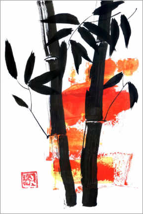 Canvas-taulu  Bamboo on orange - Péchane