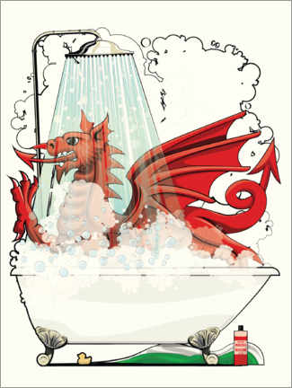 Juliste Welsh Dragon in the bath