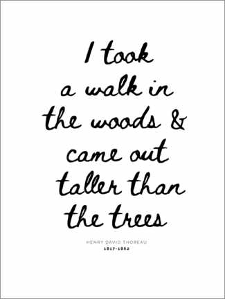 Galleriataulu  I took a walk in the woods - Thoreau quote