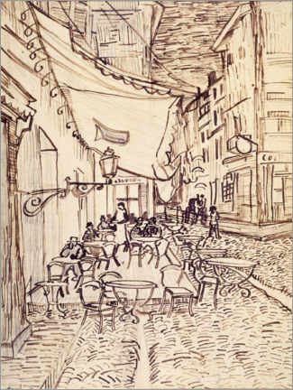 Canvas-taulu  Study Sketch for Café Terrace at Night - Vincent van Gogh