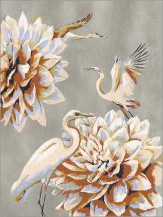 Akryylilasitaulu  Cranes and lilies - Studio Carper