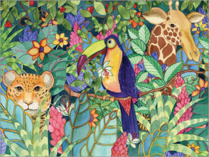 Canvas-taulu  Jungle with animals - Kathleen Parr McKenna