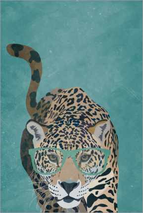 Akryylilasitaulu  Curious Jaguar with Glasses (detail) - Sarah Manovski