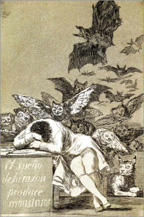 Akryylilasitaulu  El sueño de la razón produce monstruos (The sleep of reason gives birth to monsters) - Francisco José de Goya