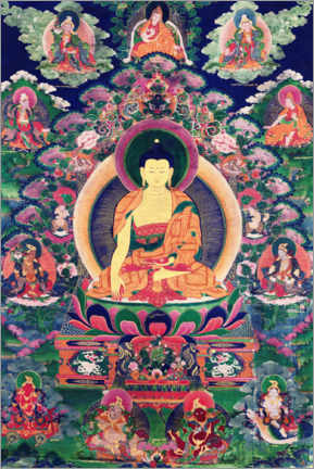 Alumiinitaulu  Buddha Shakyamuni with eleven figures - Tibetan School