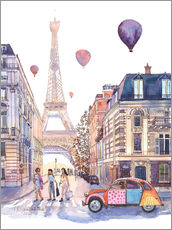 Galleriataulu  Eiffel Tower and Citroen 2CV in Paris - Anastasia Mamoshina