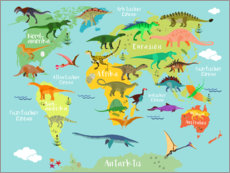 Alumiinitaulu  Weltkarte der Dinosaurier - Kidz Collection