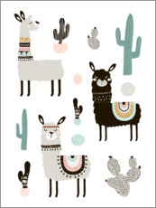 Canvas-taulu  Llamas in the desert