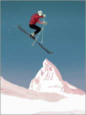 Akryylilasitaulu  Mountain Love   Skier - Mantika Studio