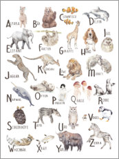 Alumiinitaulu  Animal alphabet (German) - Wandering Laur