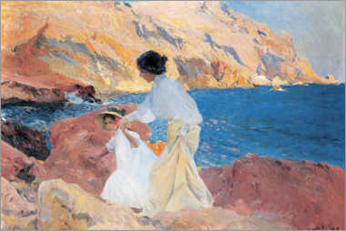 Canvas-taulu  Clotilde and Elena on the Rocks, Javea - Joaquín Sorolla y Bastida