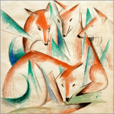 Canvas-taulu  Four foxes - Franz Marc