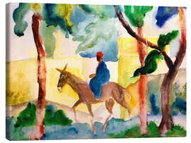 Canvas-taulu  Man Riding on a Donkey - August Macke