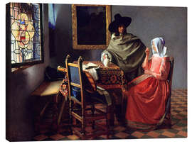 Canvas-taulu  Lord and lady at the wine - Jan Vermeer