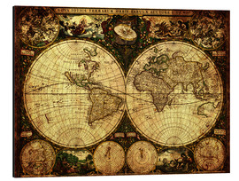 Alumiinitaulu  World 1660 - Michaels Antike Weltkarten
