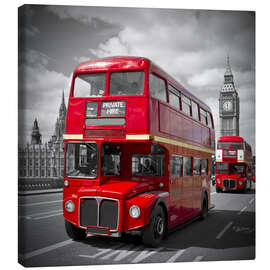 Canvas-taulu  LONDON Red Buses - Melanie Viola
