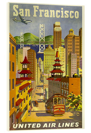 Akryylilasitaulu  United Airlines, San Francisco - Vintage Travel Collection