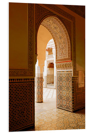 PVC-taulu  Large patio columns with azulejos decor, Islamo-Andalucian art, Marrakech Museum, Marrakech, Morocco - Guy Thouvenin