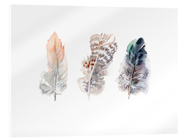 Akryylilasitaulu  3 feathers - Verbrugge Watercolor