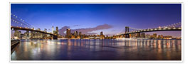 Juliste New York City skyline panorama at night, USA