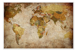 Juliste  Vintage World Map