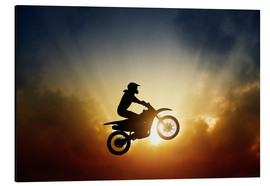 Alumiinitaulu  Biker jumping at sunset