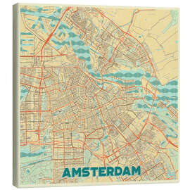 Canvas-taulu  Amsterdam Map Retro - Hubert Roguski