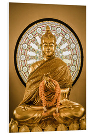 PVC-taulu  Buddha statue and Wheel of life background