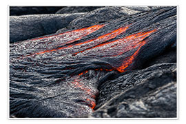 Juliste Hot flowing Lava on Big Island, Hawaii