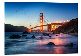 Akryylilasitaulu  Golden Gate Bridge at sunset in San Francisco, USA - Jan Christopher Becke
