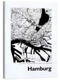 Canvas-taulu  City map of Hamburg - 44spaces
