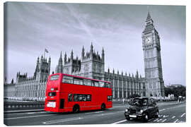 Canvas-taulu  Red bus on Westminster Bridge, London - Art Couture
