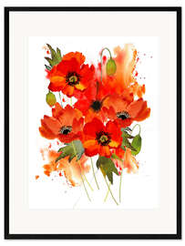 Kehystetty taidepainatus  Poppy bouquet - Rachel McNaughton