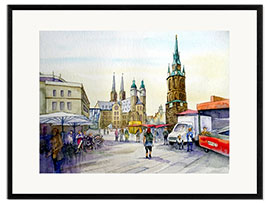 Kehystetty taidepainatus  Market Square in Halle (Saale), Germany - Burkhard Posanski